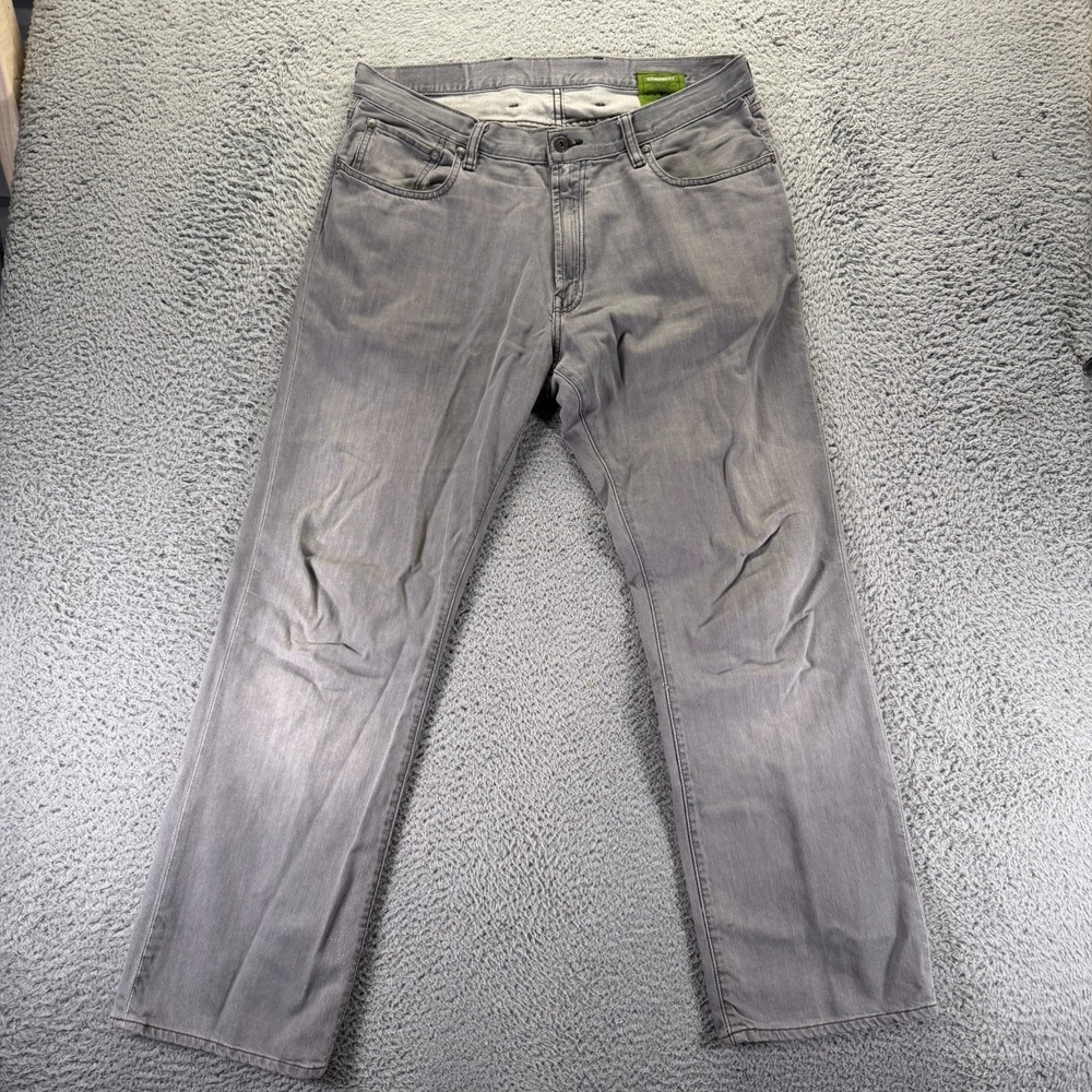 Gap Jeans Mens 36x32 Gray Cotton Denim Straight Light Wash Travel Workwear Faded